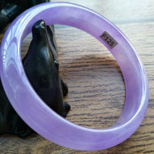 Load image into Gallery viewer, 56/57/58mm Certified Natural Lavender Jadeite Emerald A*Jade HandCarved Lucky Bracelet Bangle F125