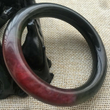 Load image into Gallery viewer, 10% OFF- 54/55/56mm Certified Natural Red-Black Pearl Xiu A*Jade HandCarved Lucky Round Bracelet Bangle A000