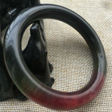 Load image into Gallery viewer, 10% OFF- 54/55/56mm Certified Natural Red-Black Pearl Xiu A*Jade HandCarved Lucky Round Bracelet Bangle A000