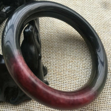 Load image into Gallery viewer, 10% OFF- 54/55/56mm Certified Natural Red-Black Pearl Xiu A*Jade HandCarved Lucky Round Bracelet Bangle A000