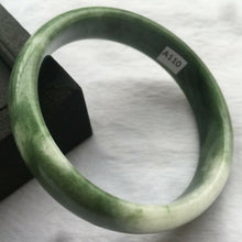Load image into Gallery viewer, 10% OFF- 62/63/64mm Certified Natural Green White Jadeite Emerald A Jade HandCarved Lucky Bracelet Bangle A110