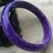 Load image into Gallery viewer, 10% OFF- 60/61/62mm Certified Natural Lavender Purple Jadeite Emerald A*Jade HandCarved Lucky Bracelet Bangle A339