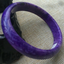 Load image into Gallery viewer, 10% OFF- 60/61/62mm Certified Natural Lavender Purple Jadeite Emerald A*Jade HandCarved Lucky Bracelet Bangle A339