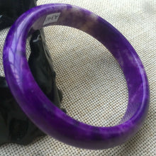 Load image into Gallery viewer, 10% OFF- 62/63/64mm Certified Natural Lavender Purple Jadeite Emerald A*Jade HandCarved Lucky Bracelet Bangle A340