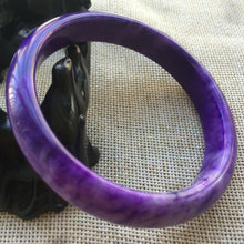 Load image into Gallery viewer, 10% OFF- 62/63/64mm Certified Natural Lavender Purple Jadeite Emerald A*Jade HandCarved Lucky Bracelet Bangle A342