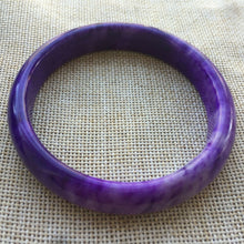 Load image into Gallery viewer, 10% OFF- 62/63/64mm Certified Natural Lavender Purple Jadeite Emerald A*Jade HandCarved Lucky Bracelet Bangle A342