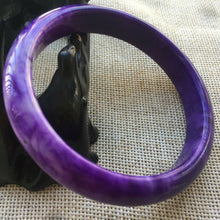 Load image into Gallery viewer, 10% OFF- 62/63/64mm Certified Natural Lavender Purple Jadeite Emerald A*Jade HandCarved Lucky Bracelet Bangle A342