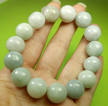 Load image into Gallery viewer, 10% OFF- 55-63mm Certified Natural Lavender Light Green Jadeite Emerald Jade Carved 12mm Beads Stretchy-Bracelet《Grade A》A2949