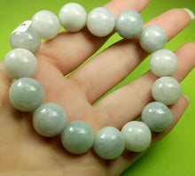 Load image into Gallery viewer, 10% OFF- 55-63mm Certified Natural Lavender Light Green Jadeite Emerald Jade Carved 12mm Beads Stretchy-Bracelet《Grade A》A2949