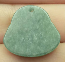 Load image into Gallery viewer, Certified Natural Gold &amp; Icy Jadeite Emerald A*Jade HandCarved Tablet Happy Buddha 佛 Pendant N6447 with Gift Box