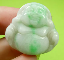 Load image into Gallery viewer, 10% OFF- Certified Natural Jadeite Emerald A*Jade HandCarved Blessing Happy Buddha Pendant《Grade A》A3975