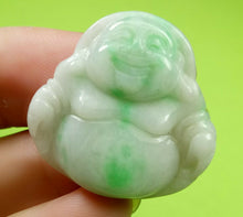 Load image into Gallery viewer, 10% OFF- Certified Natural Jadeite Emerald A*Jade HandCarved Blessing Happy Buddha Pendant《Grade A》A3975