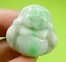 Load image into Gallery viewer, 10% OFF- Certified Natural Jadeite Emerald A*Jade HandCarved Blessing Happy Buddha Pendant《Grade A》A3975