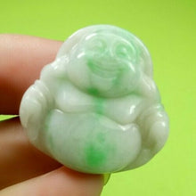 Load image into Gallery viewer, 10% OFF- Certified Natural Jadeite Emerald A*Jade HandCarved Blessing Happy Buddha Pendant《Grade A》A3975