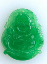 Load image into Gallery viewer, 10% OFF- Certified Natural Jadeite Emerald A*Jade HandCarved Blessing Happy Buddha Pendant《Grade A》A1940