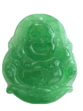 Load image into Gallery viewer, 10% OFF- Certified Natural Jadeite Emerald A*Jade HandCarved Blessing Happy Buddha Pendant《Grade A》A1940