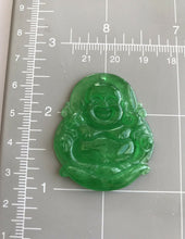 Load image into Gallery viewer, 10% OFF- Certified Natural Jadeite Emerald A*Jade HandCarved Blessing Happy Buddha Pendant《Grade A》A1940