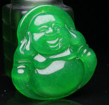 Load image into Gallery viewer, 10% OFF- Certified Natural Jadeite Emerald A*Jade HandCarved Blessing Happy Buddha Pendant《Grade A》A1940