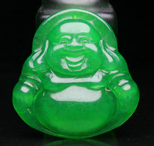Load image into Gallery viewer, 10% OFF- Certified Natural Jadeite Emerald A*Jade HandCarved Blessing Happy Buddha Pendant《Grade A》A1940