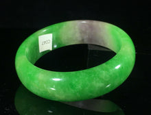 Load image into Gallery viewer, 10% OFF- 55/56/57mm Certified Natural Lavender Green Jadeite Emerald A*Jade HandCarved Lucky Bracelet Bangle GX417/C047