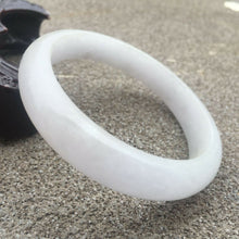 Load image into Gallery viewer, 56/57/58mm Certified Natural White Jadeite Emerald A*Jade HandCarved Lucky Bracelet Bangle GX289