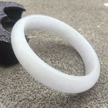 Load image into Gallery viewer, 56/57/58mm Certified Natural White Jadeite Emerald A*Jade HandCarved Lucky Bracelet Bangle GX289