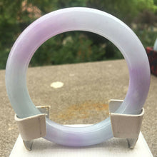 Load image into Gallery viewer, 10% OFF- 57/58/59mm Certified Natural Lavender Jadeite Emerald A*Jade HandCarved Lucky Round Bracelet Bangle GX268