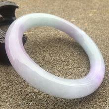 Load image into Gallery viewer, 10% OFF- 57/58/59mm Certified Natural Lavender Jadeite Emerald A*Jade HandCarved Lucky Round Bracelet Bangle GX268