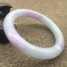 Load image into Gallery viewer, 10% OFF- 57/58/59mm Certified Natural Lavender Jadeite Emerald A*Jade HandCarved Lucky Round Bracelet Bangle GX268