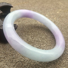 Load image into Gallery viewer, 10% OFF- 57/58/59mm Certified Natural Lavender Jadeite Emerald A*Jade HandCarved Lucky Round Bracelet Bangle GX268