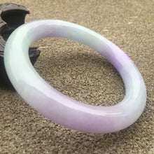 Load image into Gallery viewer, 10% OFF- 57/58/59mm Certified Natural Lavender Jadeite Emerald A*Jade HandCarved Lucky Round Bracelet Bangle GX268