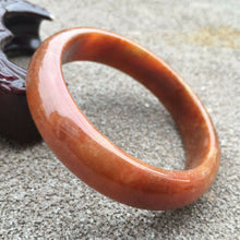 Load image into Gallery viewer, 10% OFF- 55/56/57mm Certified Natural Red Yellow Jadeite Emerald A*Jade HandCarved Lucky Bracelet Bangle GX340