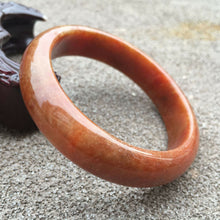 Load image into Gallery viewer, 10% OFF- 55/56/57mm Certified Natural Red Yellow Jadeite Emerald A*Jade HandCarved Lucky Bracelet Bangle GX340