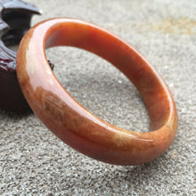 Load image into Gallery viewer, 10% OFF- 55/56/57mm Certified Natural Red Yellow Jadeite Emerald A*Jade HandCarved Lucky Bracelet Bangle GX340
