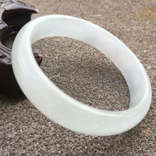 Load image into Gallery viewer, 10% OFF- 57/58/59mm Certified Natural Lavender White Jadeite Emerald A*Jade HandCarved Lucky Bracelet Bangle GX444