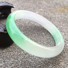 Load image into Gallery viewer, 10% OFF- 56/57/58mm Certified Natural Light Green Jadeite Emerald A*Jade HandCarved Lucky Bracelet Bangle GX617/BJ9940