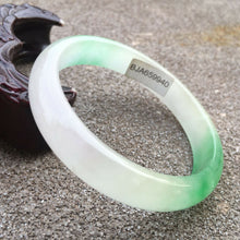 Load image into Gallery viewer, 10% OFF- 56/57/58mm Certified Natural Light Green Jadeite Emerald A*Jade HandCarved Lucky Bracelet Bangle GX617/BJ9940