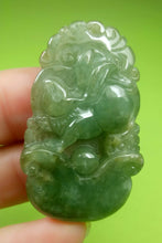 Load image into Gallery viewer, 10% OFF- Certified Natural Oily Green Jadeite Emerald A Jade Handcarved Rabbit YuanBao Pendant A6428