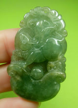 Load image into Gallery viewer, 10% OFF- Certified Natural Oily Green Jadeite Emerald A Jade Handcarved Rabbit YuanBao Pendant A6428