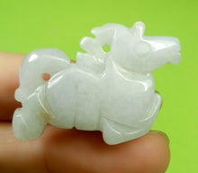 Load image into Gallery viewer, 10% OFF- Certified Natural Jadeite Emerald A Jade Handcarved White Horse 马到成功 Pendant A6359