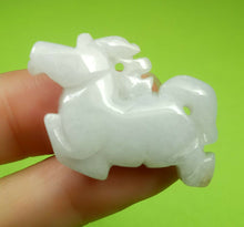 Load image into Gallery viewer, 10% OFF- Certified Natural Jadeite Emerald A Jade Handcarved White Horse 马到成功 Pendant A6359