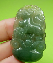 Load image into Gallery viewer, 10% OFF- Certified Natural Oily Green Jadeite Emerald A Jade Handcarved Dog YuanBao Pendant A1591