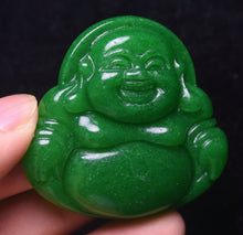 Load image into Gallery viewer, 10% OFF- Certified Natural Jadeite Emerald A*Jade HandCarved Blessing Happy Buddha Pendant《Grade A》A1940