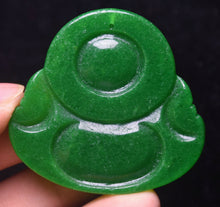 Load image into Gallery viewer, 10% OFF- Certified Natural Jadeite Emerald A*Jade HandCarved Blessing Happy Buddha Pendant《Grade A》A1940