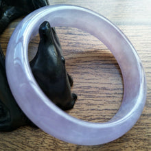 Load image into Gallery viewer, 56/57/58mm Certified Natural Lavender Jadeite Emerald A*Jade HandCarved Lucky Bracelet Bangle F107