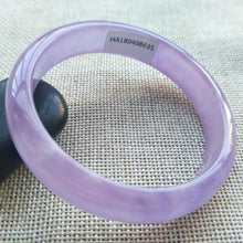 Load image into Gallery viewer, 57/58/59mm Certified Natural Lavender Jadeite Emerald A*Jade HandCarved Lucky Bracelet Bangle HA8635