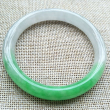 Load image into Gallery viewer, 10% OFF- 56/57/58mm Certified Natural Green White Jadeite Emerald A*Jade HandCarved Lucky Round Bracelet Bangle F000