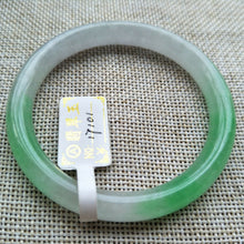 Load image into Gallery viewer, 10% OFF- 53/54/55mm Certified Natural Green White Jadeite Emerald A*Jade HandCarved Lucky Round Bracelet Bangle 17101