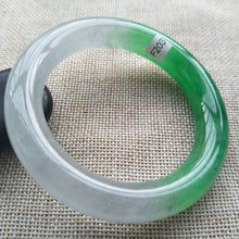 Load image into Gallery viewer, 10% OFF- 55/56/57mm Certified Natural Green White Jadeite Emerald A*Jade HandCarved Lucky Round Bracelet Bangle F203