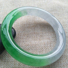 Load image into Gallery viewer, 10% OFF- 55/56/57mm Certified Natural Green White Jadeite Emerald A*Jade HandCarved Lucky Round Bracelet Bangle F203